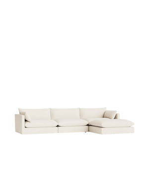 Sidney Slipcover 5 Seater Chaise Sofa - Fossil Vanilla