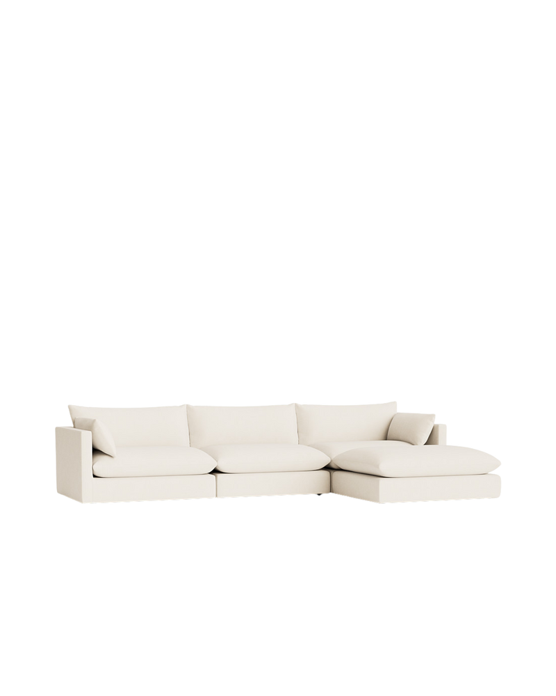 Sidney Slipcover 5 Seater Chaise Sofa - Fossil Vanilla