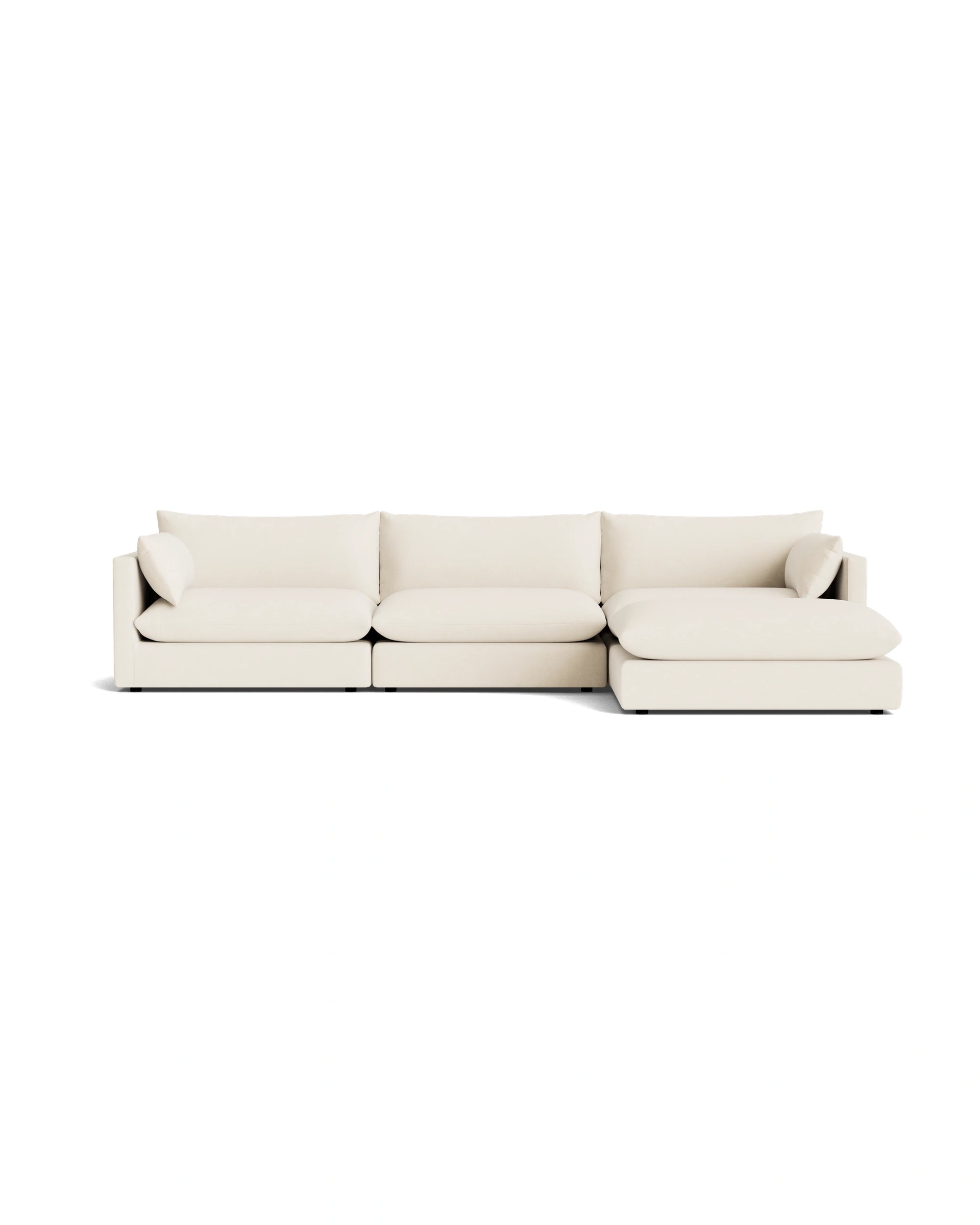 Sidney Slipcover 5 Seater Chaise Sofa - Fossil Vanilla