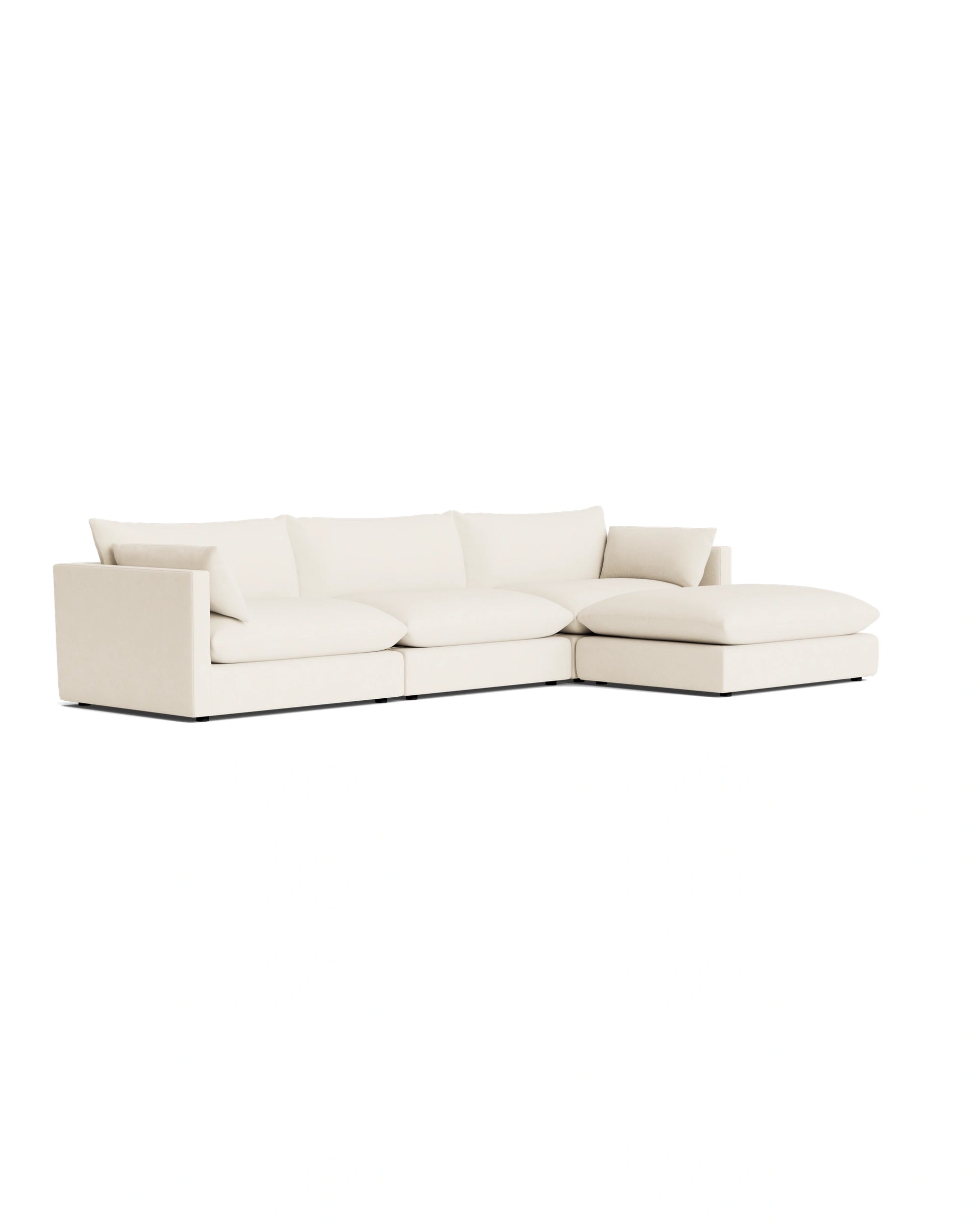 Sidney Slipcover 5 Seater Chaise Sofa - Fossil Vanilla