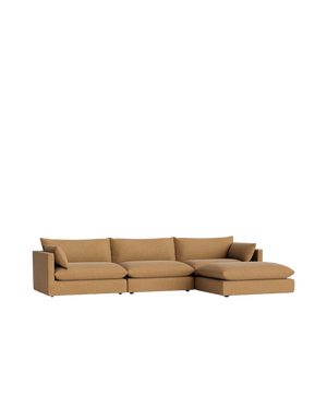 Sidney Slipcover 5 Seater Chaise Sofa - Fossil Fawn
