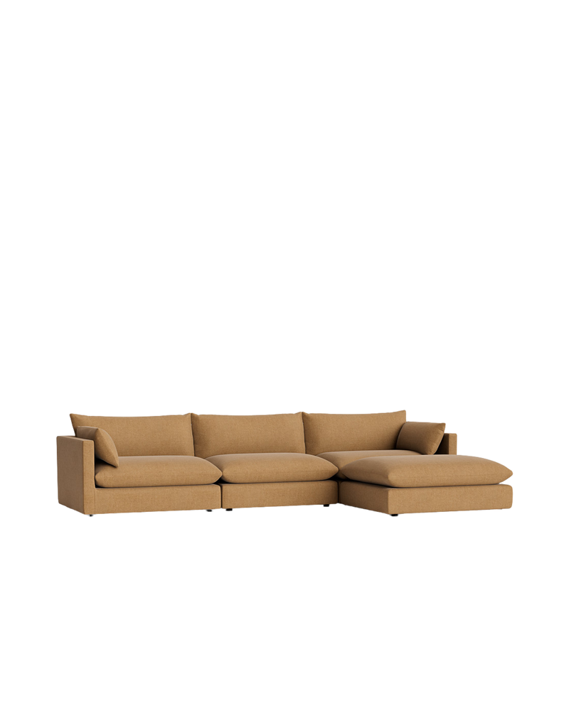 Sidney Slipcover 5 Seater Chaise Sofa - Fossil Fawn