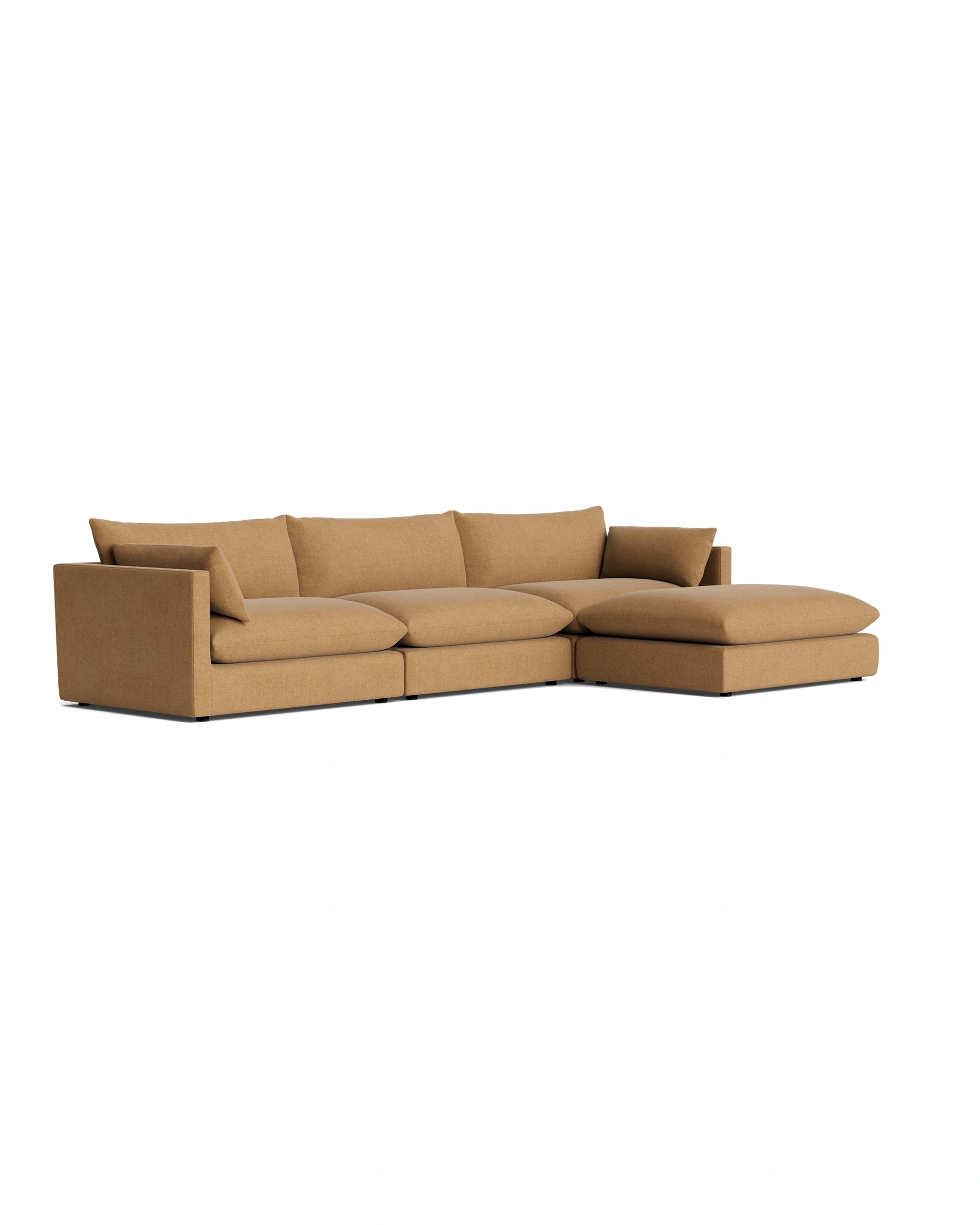 Sidney Slipcover 5 Seater Chaise Sofa - Fossil Fawn