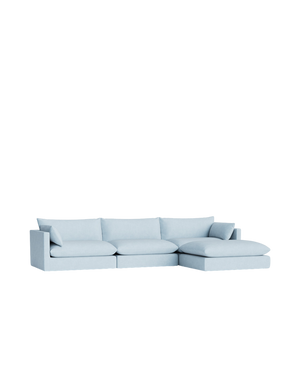 Sidney Slipcover 5 Seater Chaise Sofa - Fossil Powder Blue