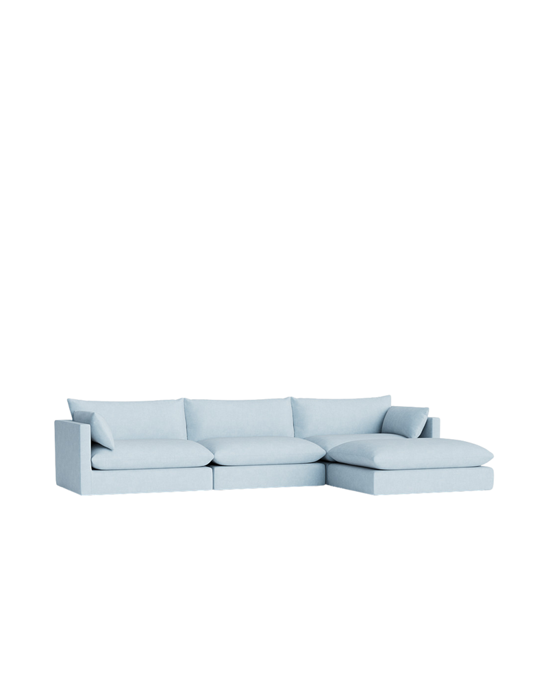 Sidney Slipcover 5 Seater Chaise Sofa - Fossil Powder Blue
