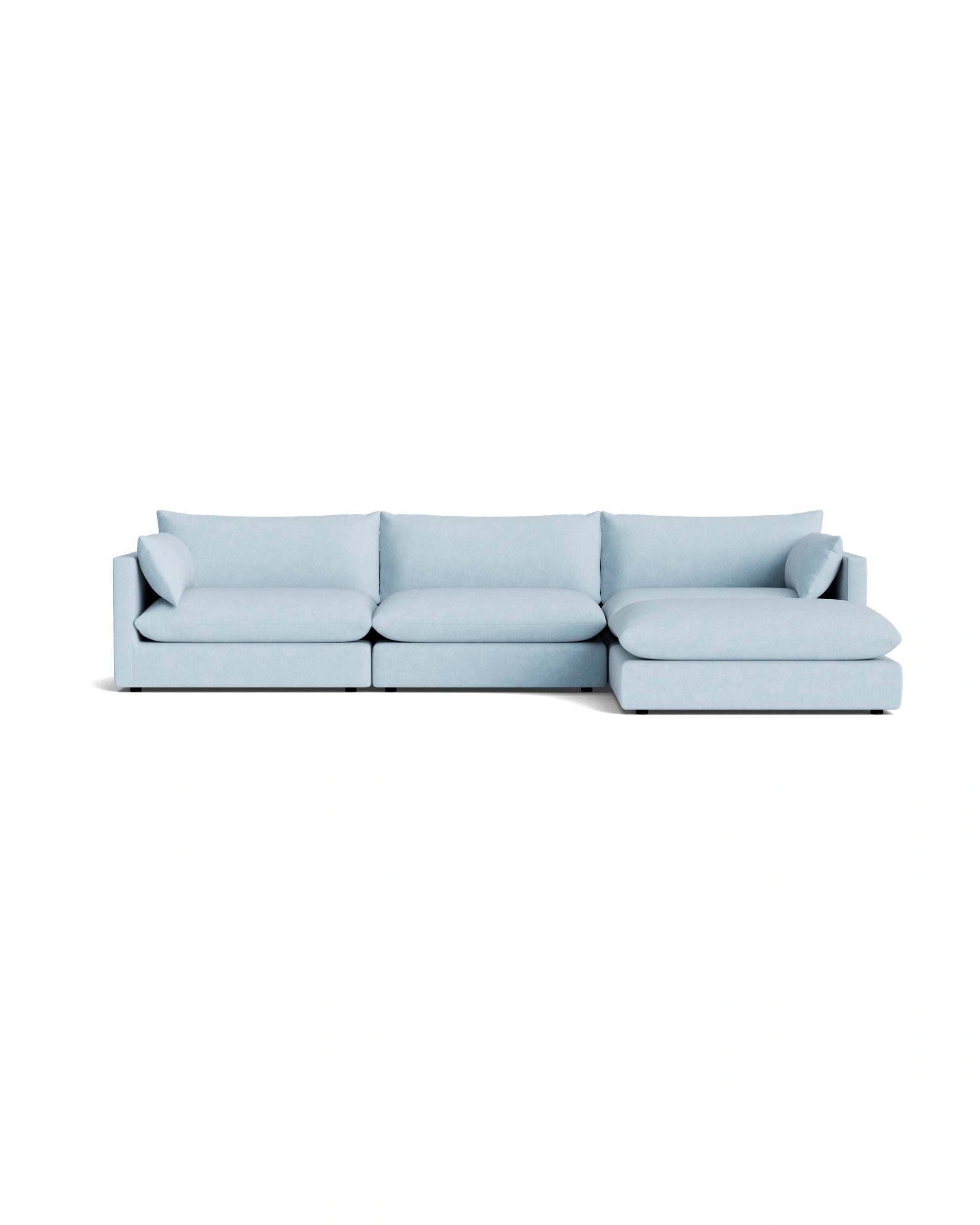 Sidney Slipcover 5 Seater Chaise Sofa - Fossil Powder Blue