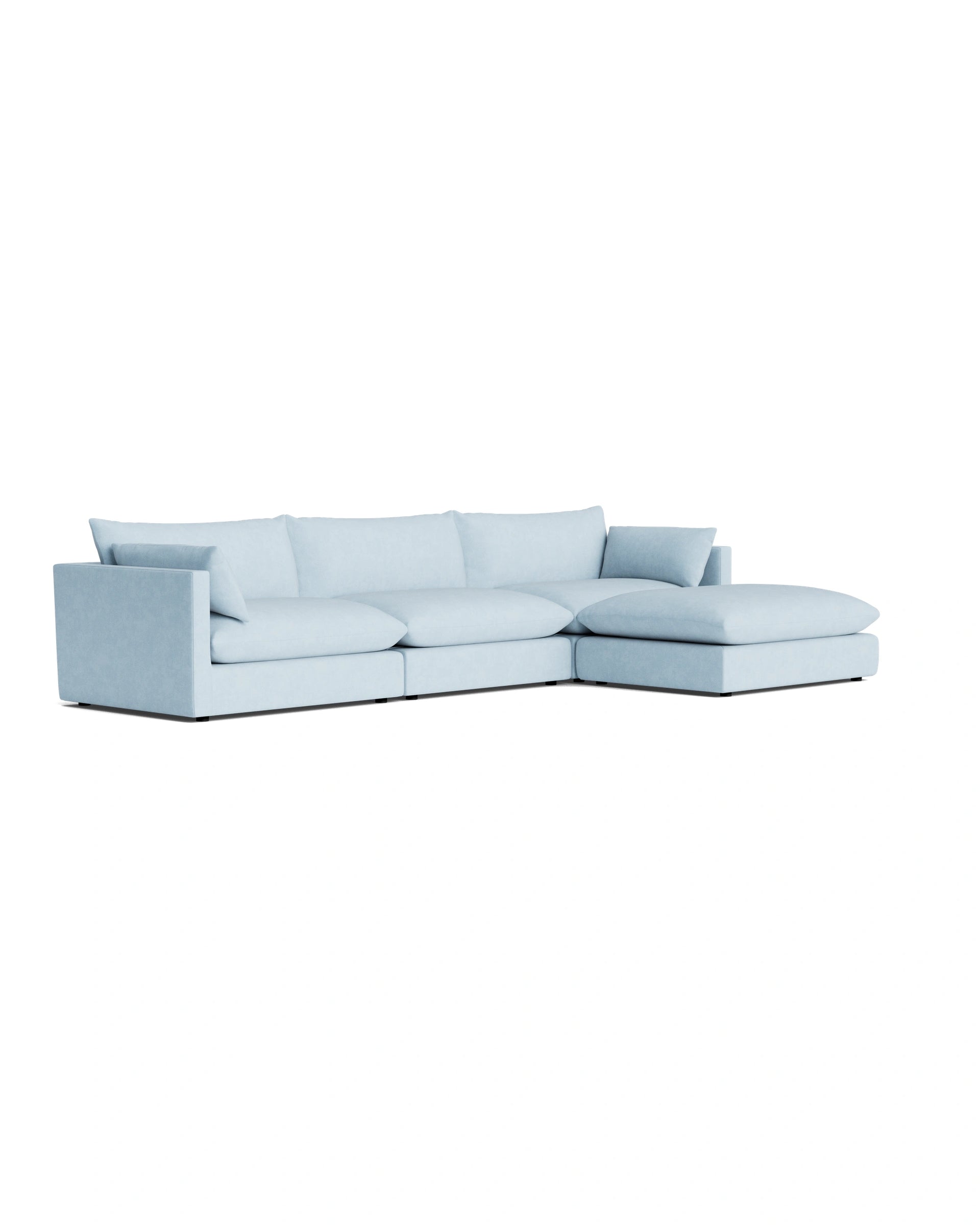 Sidney Slipcover 5 Seater Chaise Sofa - Fossil Powder Blue