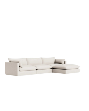 Sidney Slipcover 5 Seater Chaise Sofa - Silex Off White