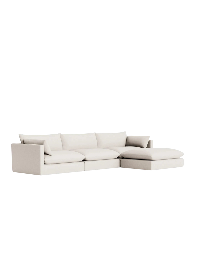 Sidney Slipcover 5 Seater Chaise Sofa - Silex Off White