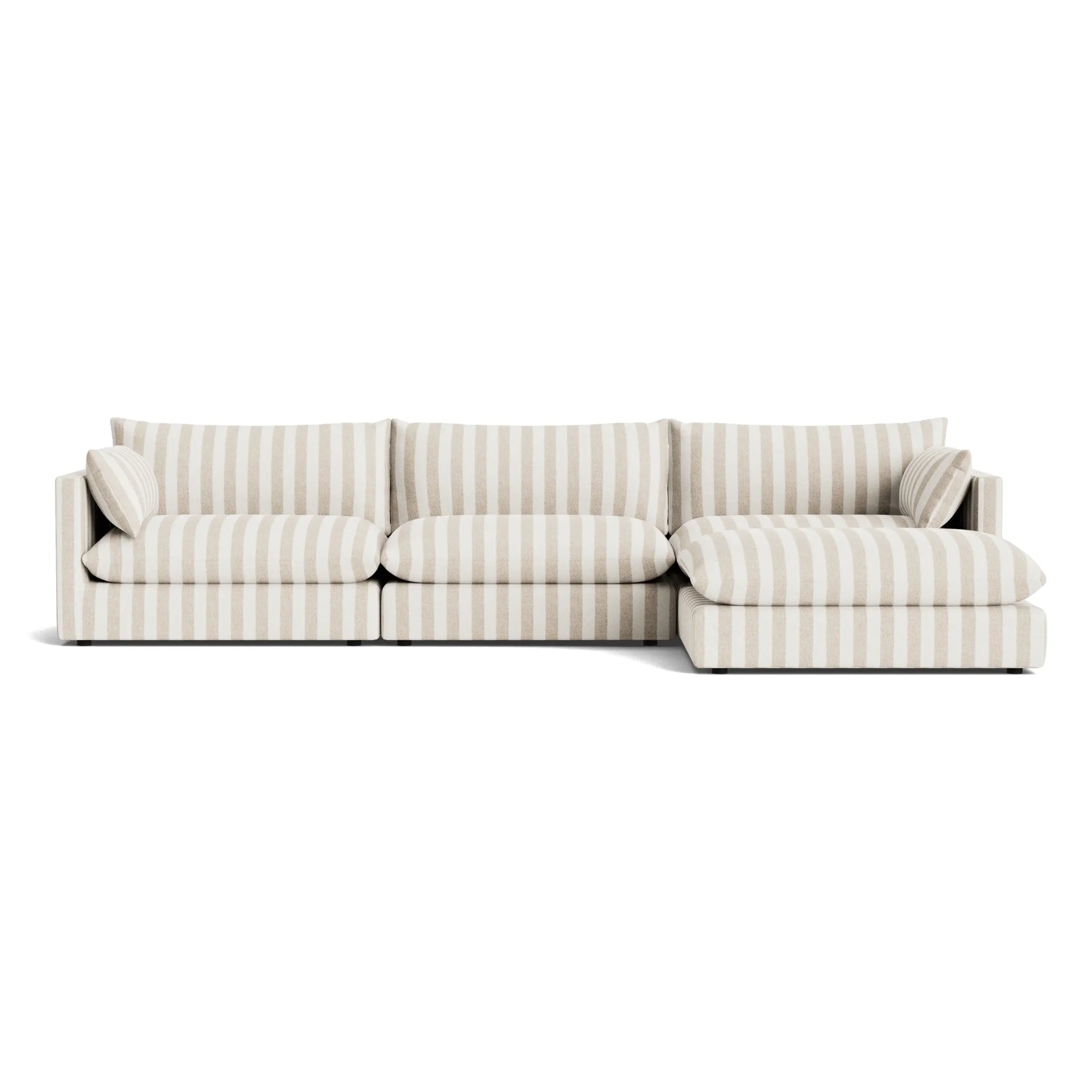 Sidney Slipcover 5 Seater Chaise Sofa - Marnie Sand Stripe