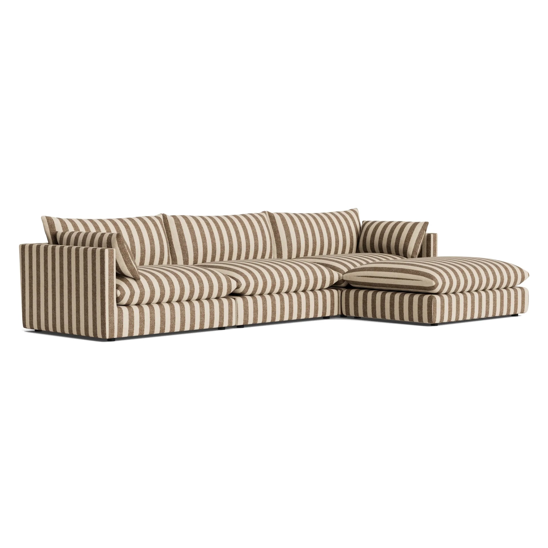 Sidney Slipcover 5 Seater Chaise Sofa - Marnie Coconut Stripe