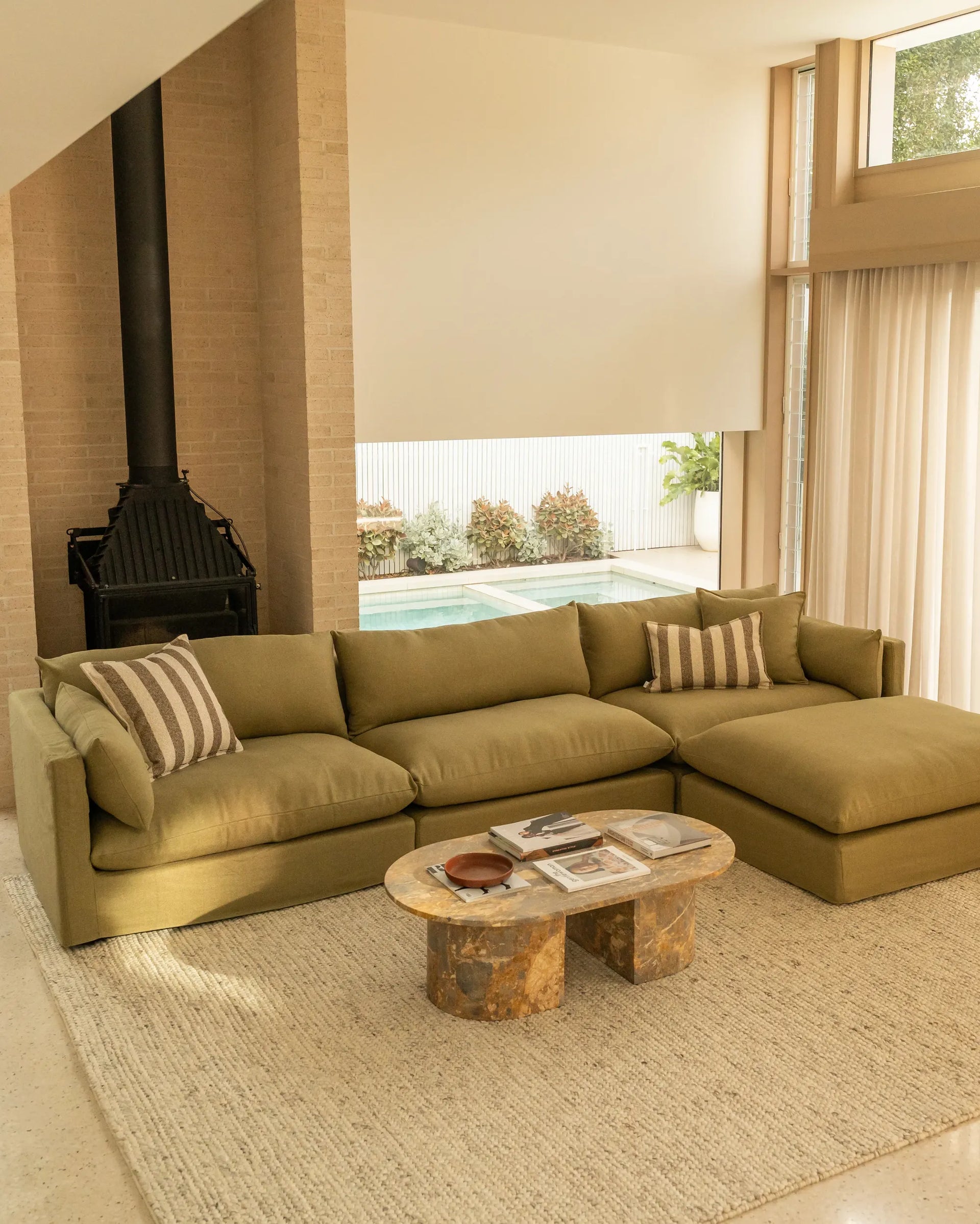 Sidney 5 Seater Chaise Sofa - Fossil Eucalyptus