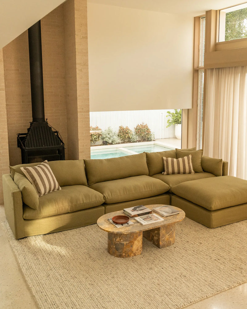 Sidney 5 Seater Chaise Sofa - Fossil Eucalyptus