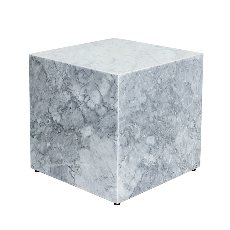 Stage Marble Side Table Low - Grey Carrara