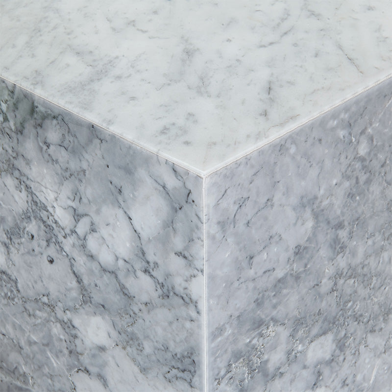 Stage Marble Side Table Low - Grey Carrara