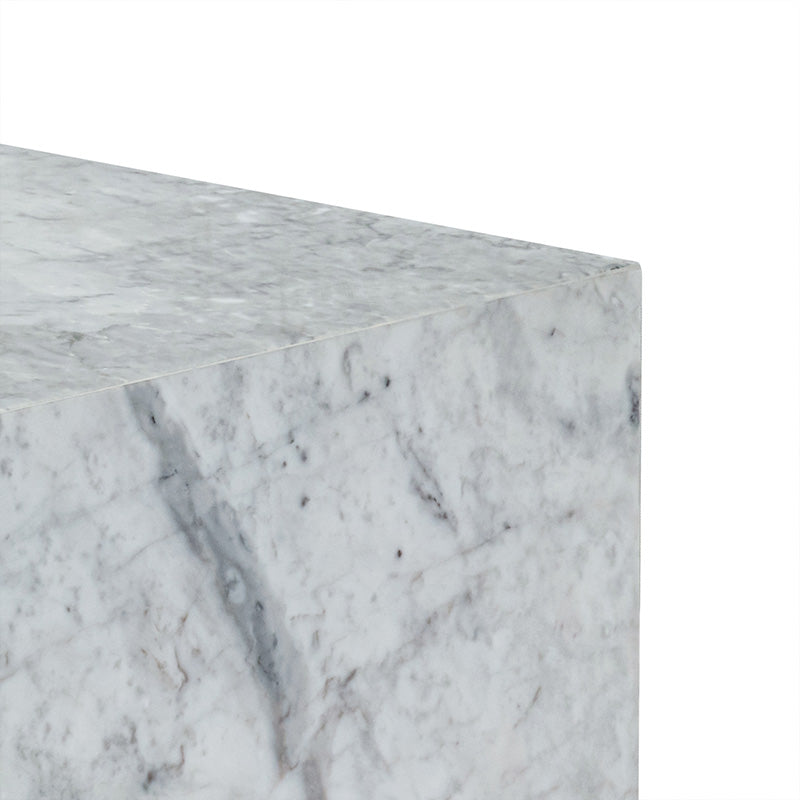 Stage Marble Side Table Low - Grey Carrara