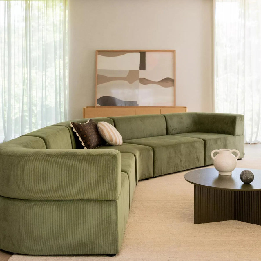 Stretch Large Closed Chaise Sofa - Corduroy Forest