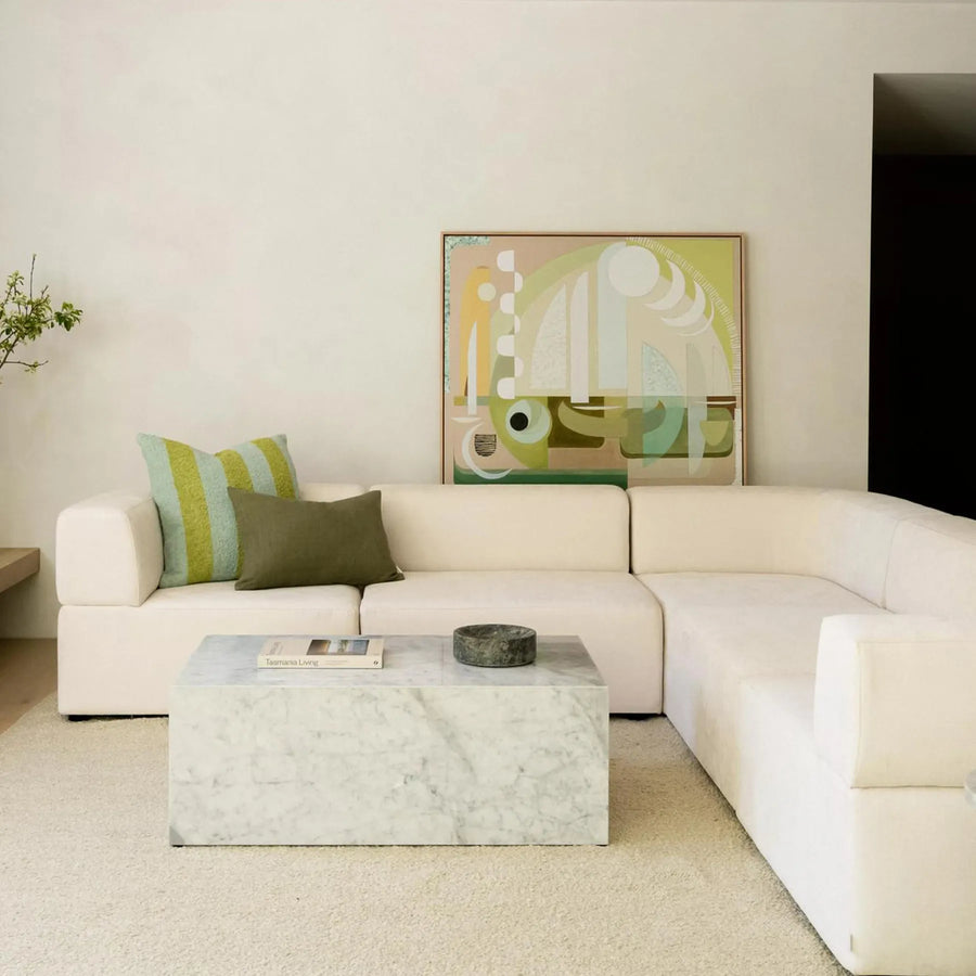 Stretch Large Closed Chaise Sofa - Silex Off White