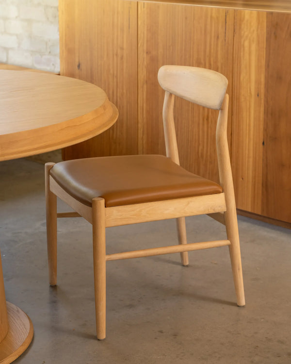 Henri Dining Chair - Oak / Tan Vegan Leather