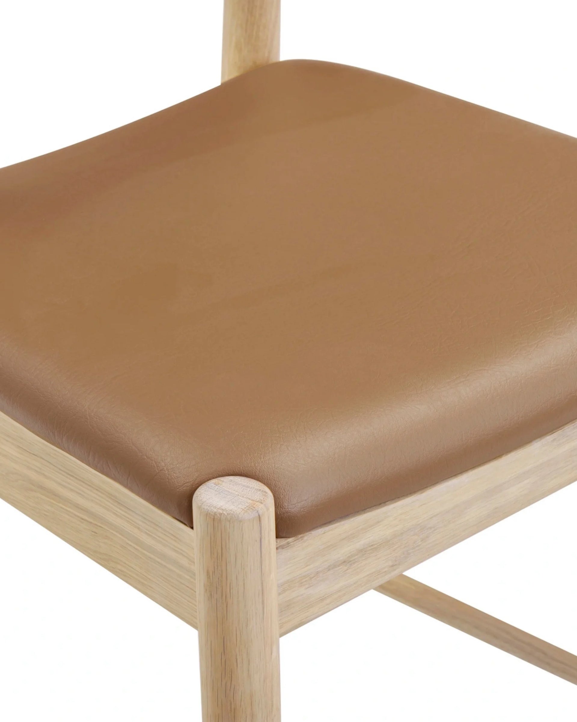 Henri Bar Stool 65cm - Oak / Tan Vegan Leather