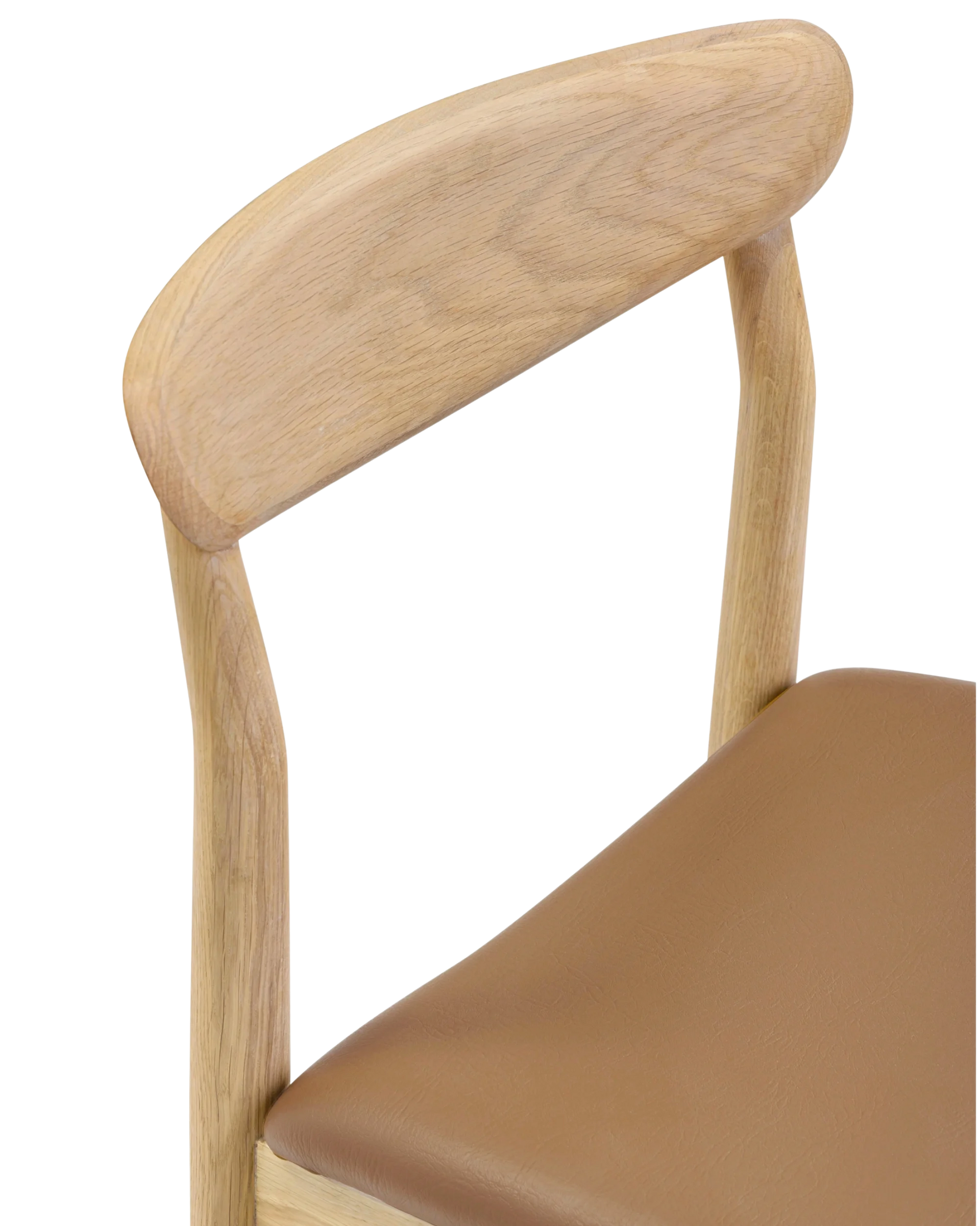 Henri Bar Stool 65cm - Oak / Tan Vegan Leather