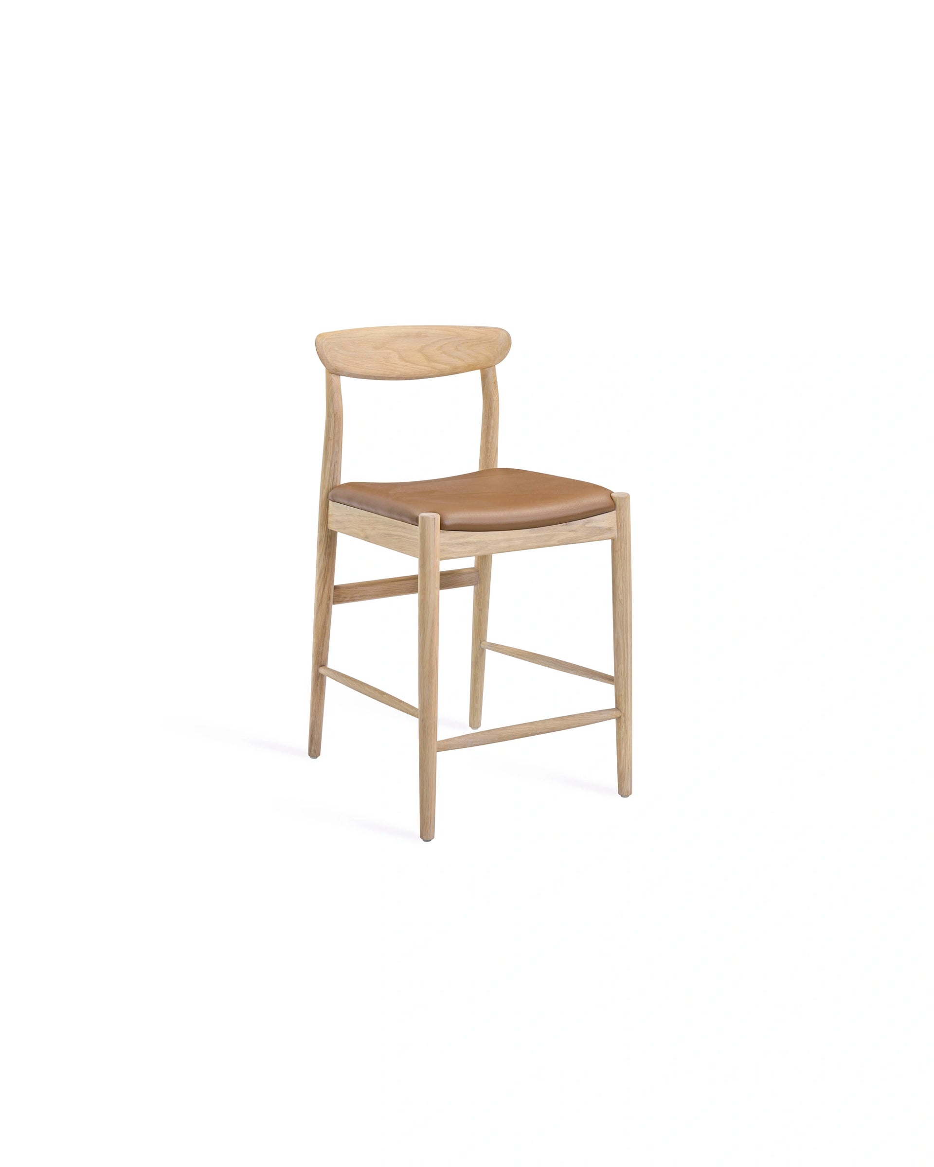 Henri Bar Stool 65cm - Oak / Tan Vegan Leather