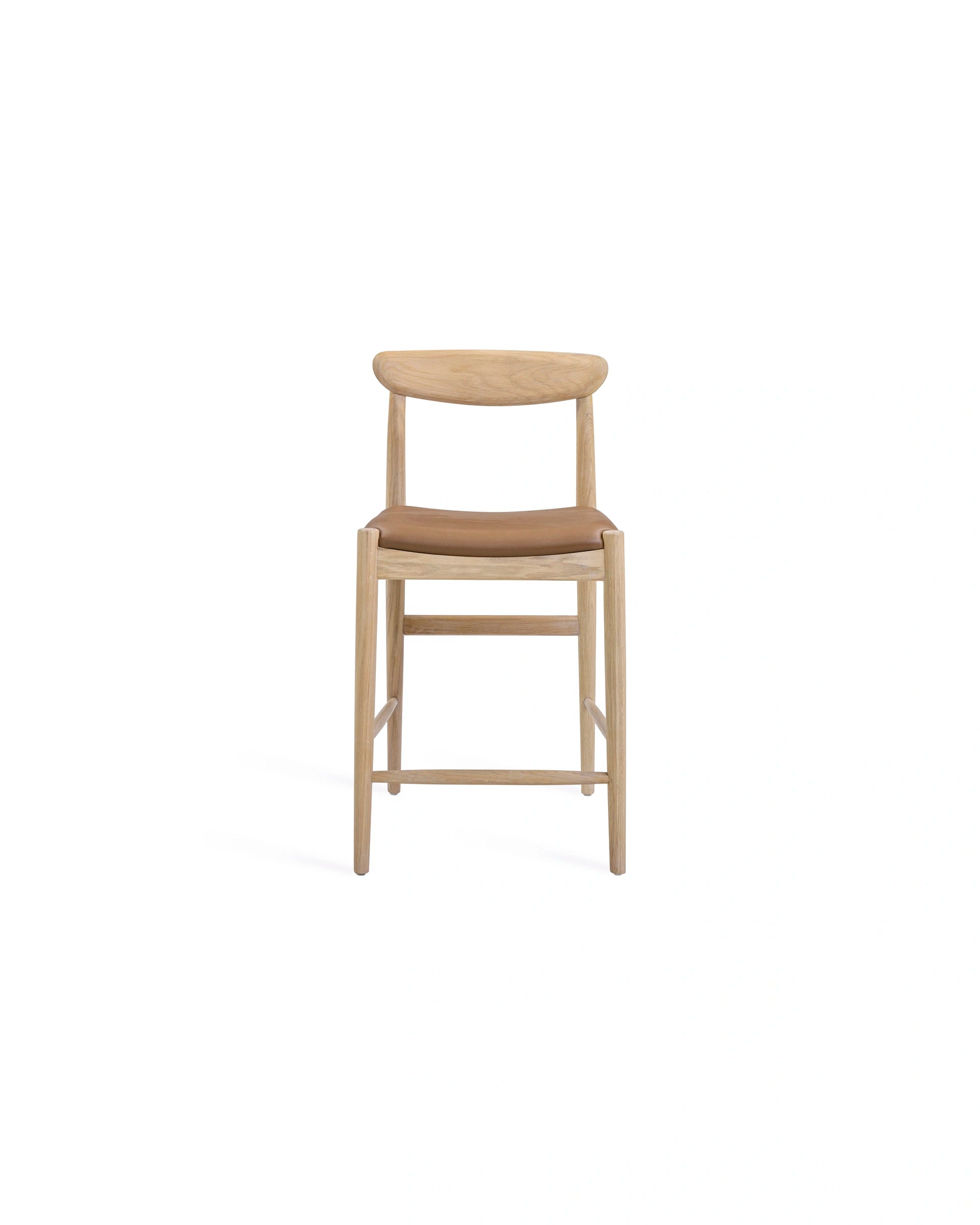 Henri Bar Stool 65cm - Oak / Tan Vegan Leather