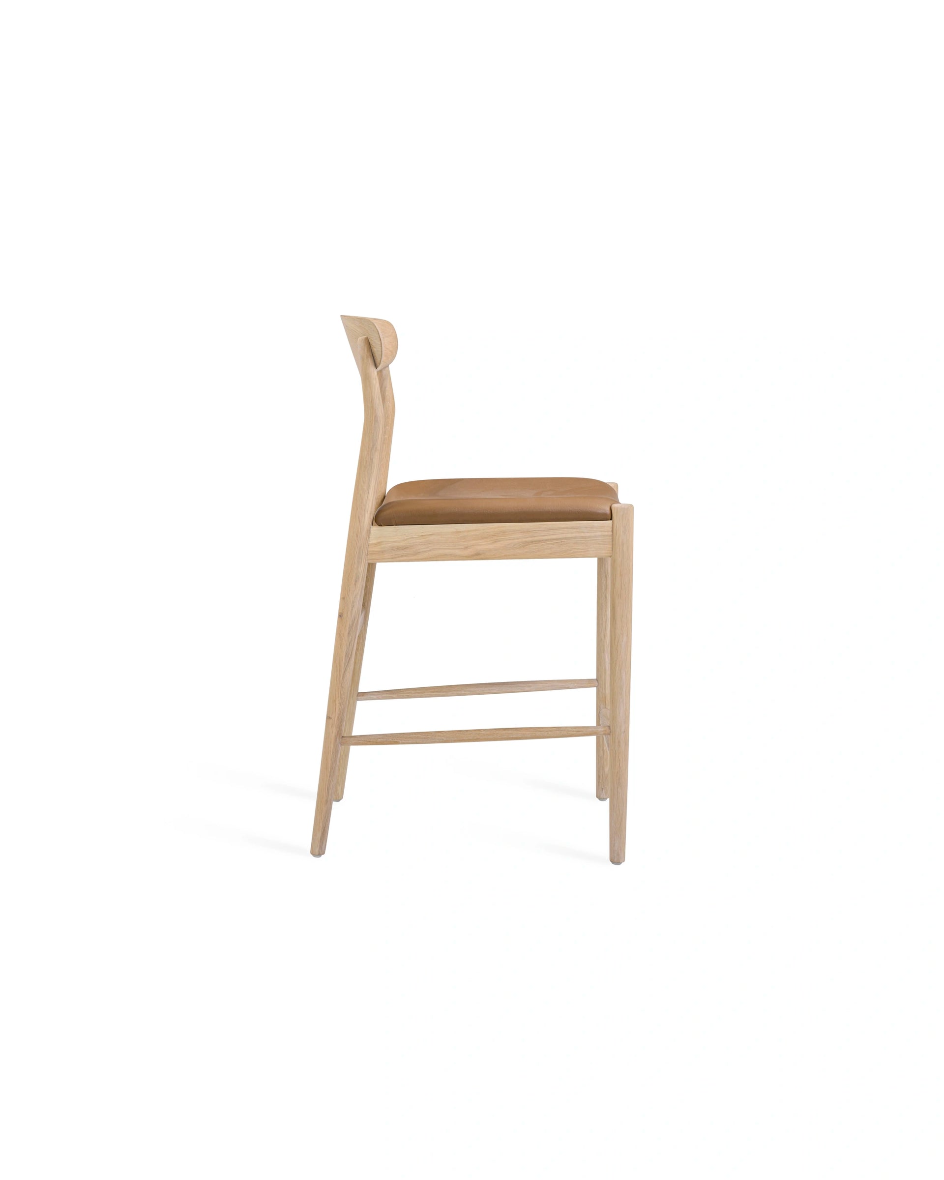 Henri Bar Stool 65cm - Oak / Tan Vegan Leather