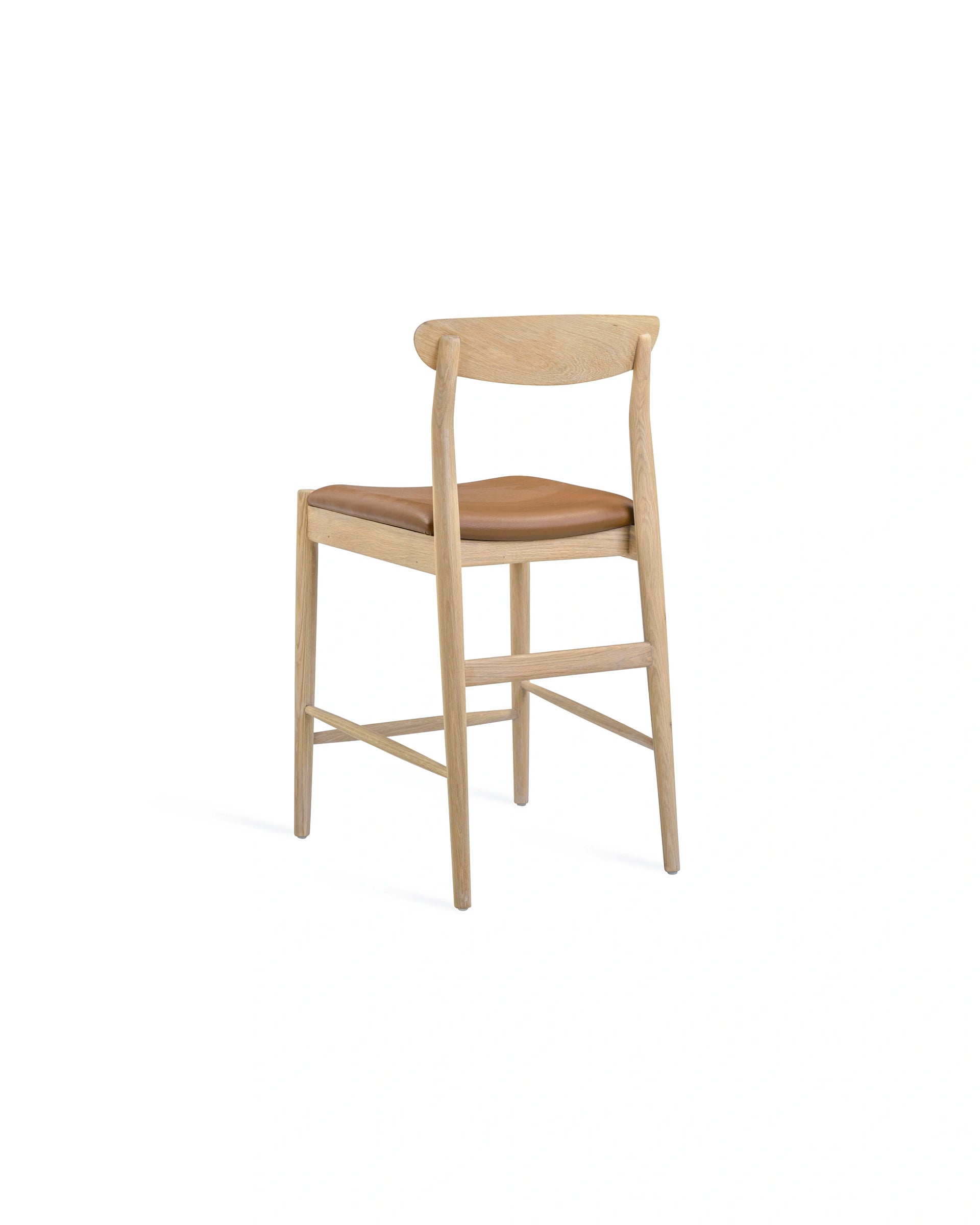 Henri Bar Stool 65cm - Oak / Tan Vegan Leather