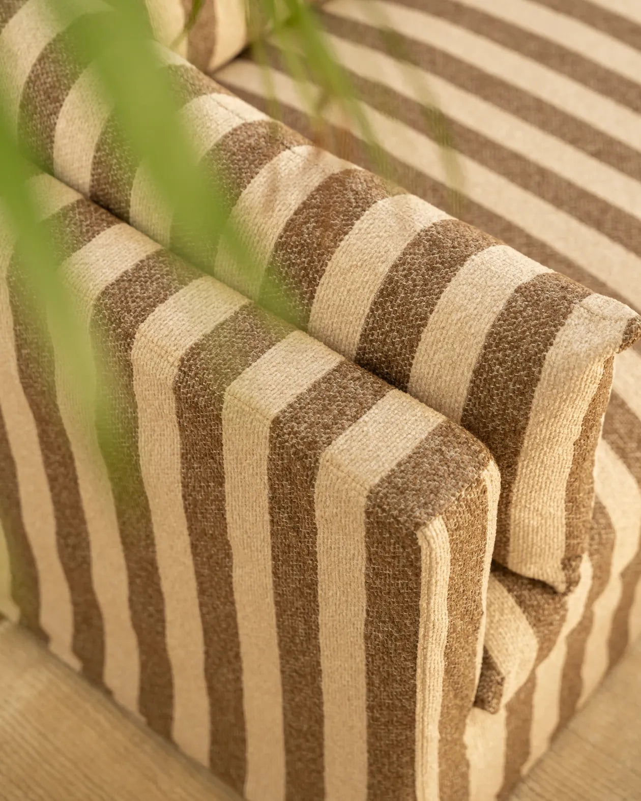 Sidney Slipcover 4 Seater Chaise Sofa - Marnie Coconut Stripe