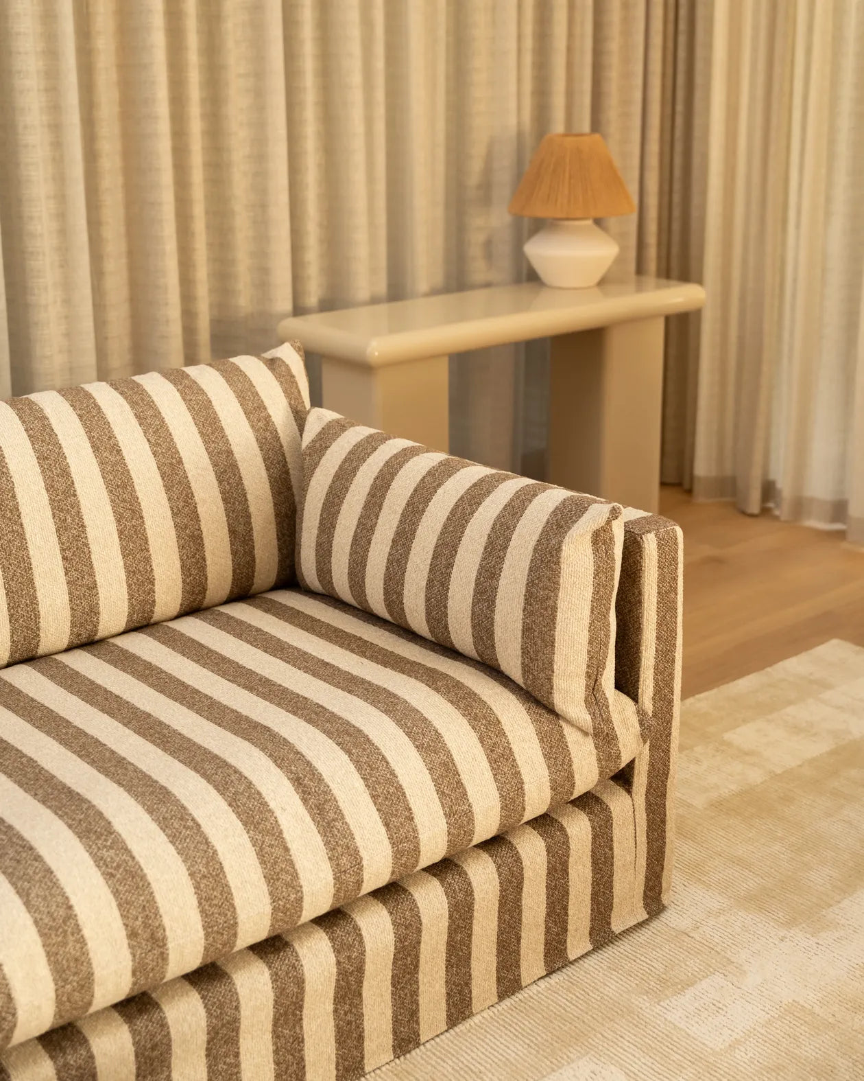 Sidney Slipcover Right Corner Module - Marnie Coconut Stripe