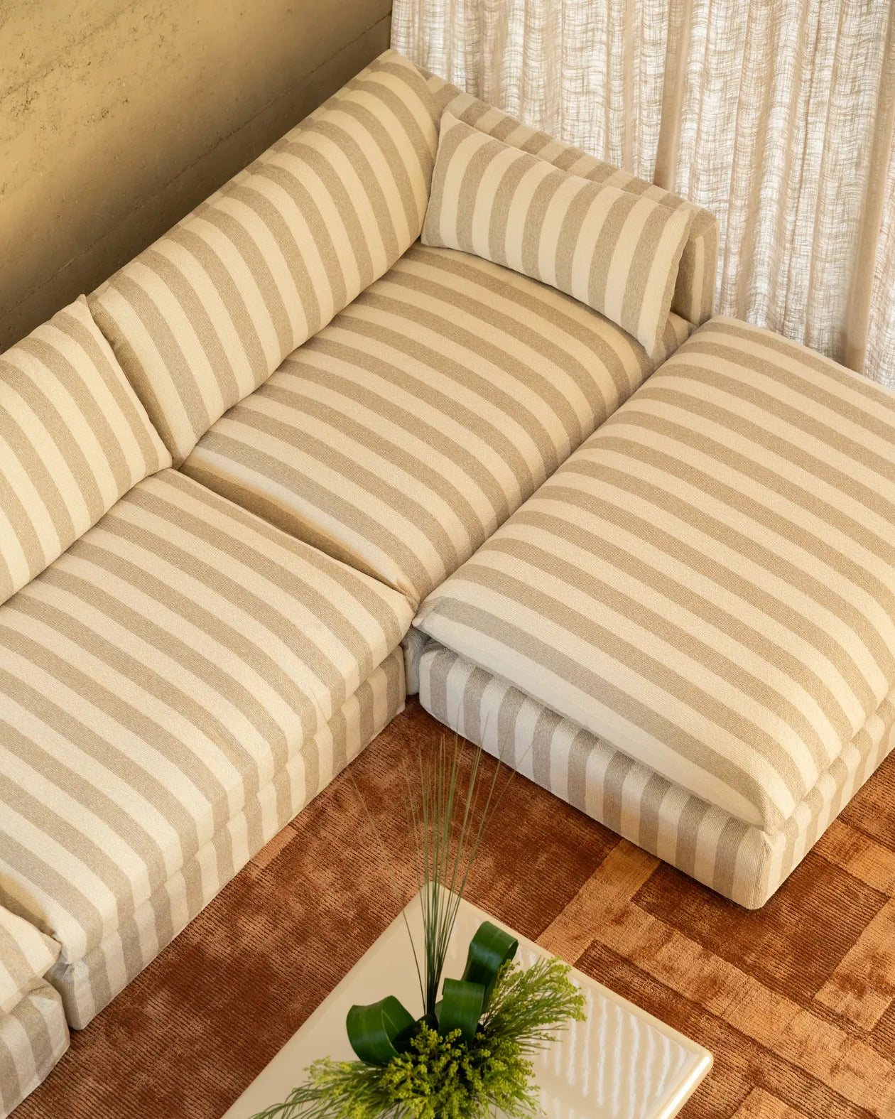 Sidney Slipcover 4 Seater Sofa - Marnie Sand Stripe