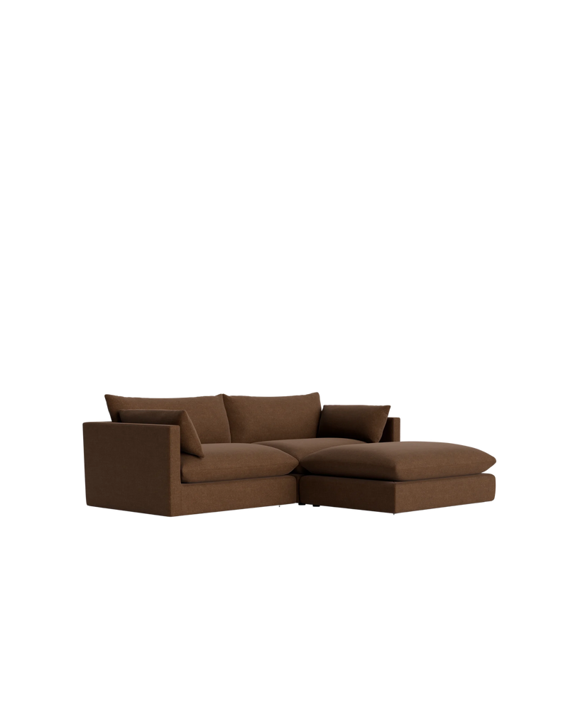 Sidney 4 Seater Chaise Sofa - Fossil Chocolate