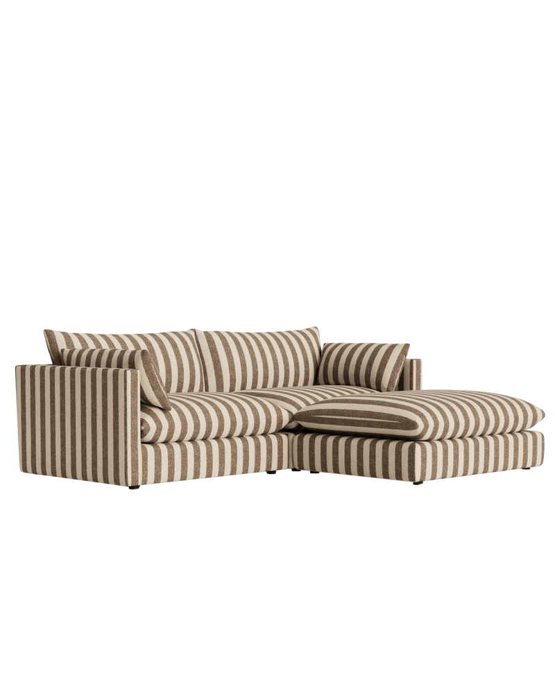 Sidney Slipcover 4 Seater Chaise Sofa - Marnie Coconut Stripe
