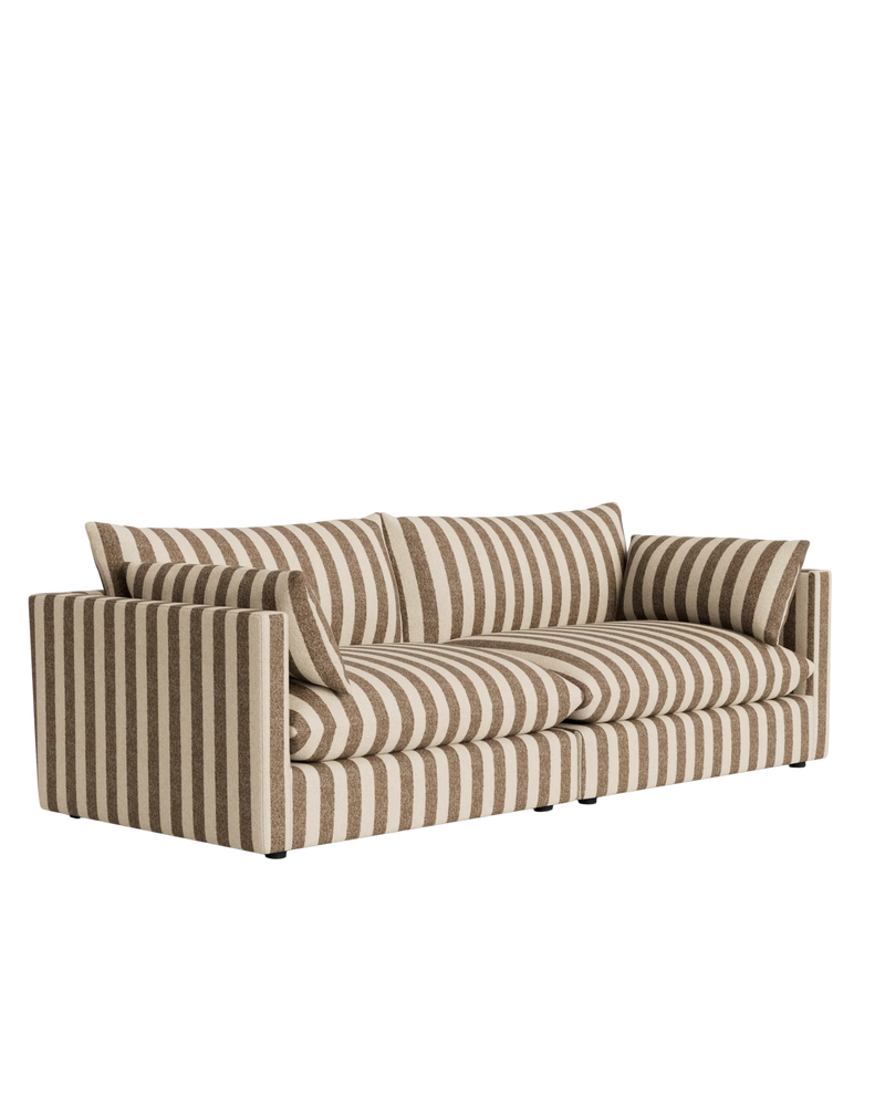 Sidney Slipcover 4 Seater Sofa - Marnie Coconut Stripe