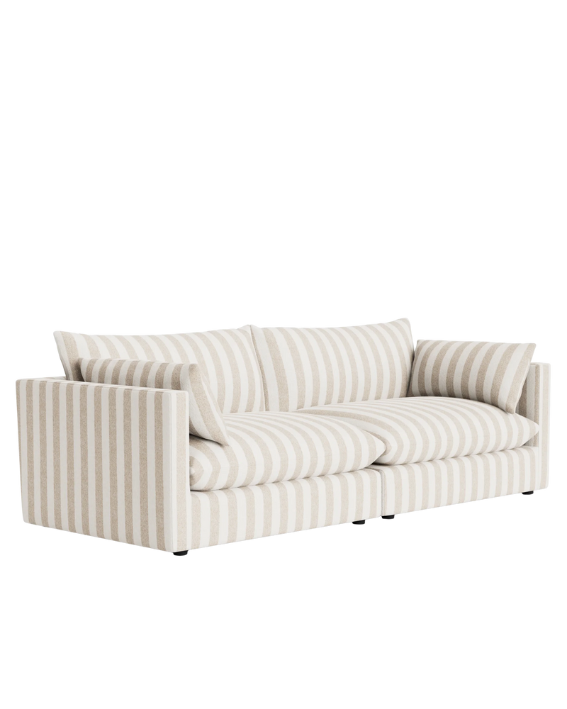 Sidney Slipcover 4 Seater Sofa - Marnie Sand Stripe