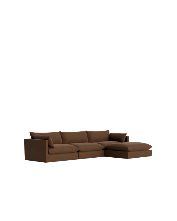 Sidney 5 Seater Chaise Sofa - Fossil Chocolate
