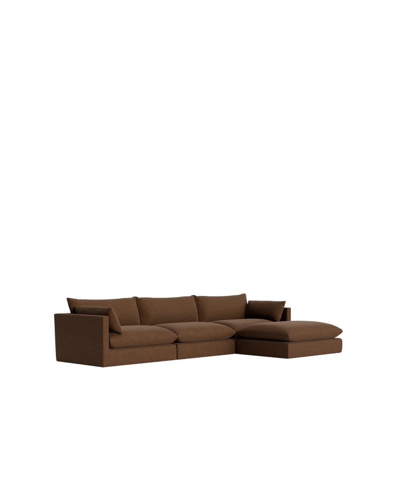 Sidney 5 Seater Chaise Sofa - Fossil Chocolate