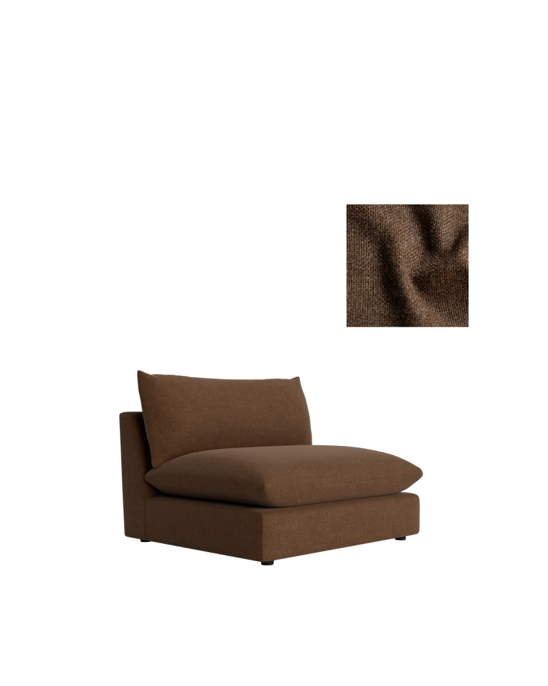 Sidney Armless Middle Module Slipcover Fabric - Fossil Chocolate
