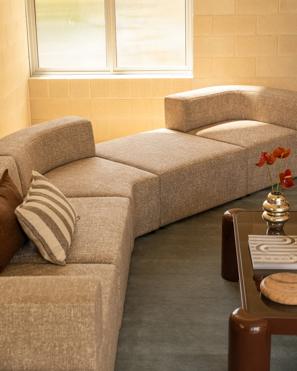 Stretch Large Angled Gap Sofa - Fleck Smoke