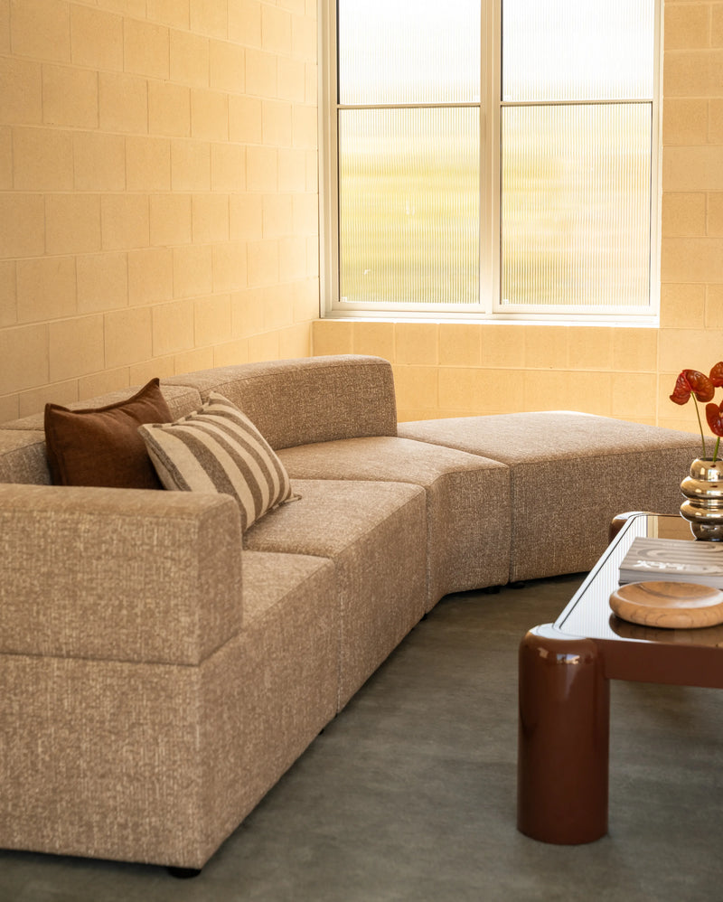 Stretch Open Angled Sofa - Fleck Smoke