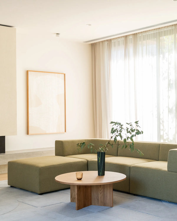 Stretch 4 Seater Chaise Sofa - Fossil Eucalyptus