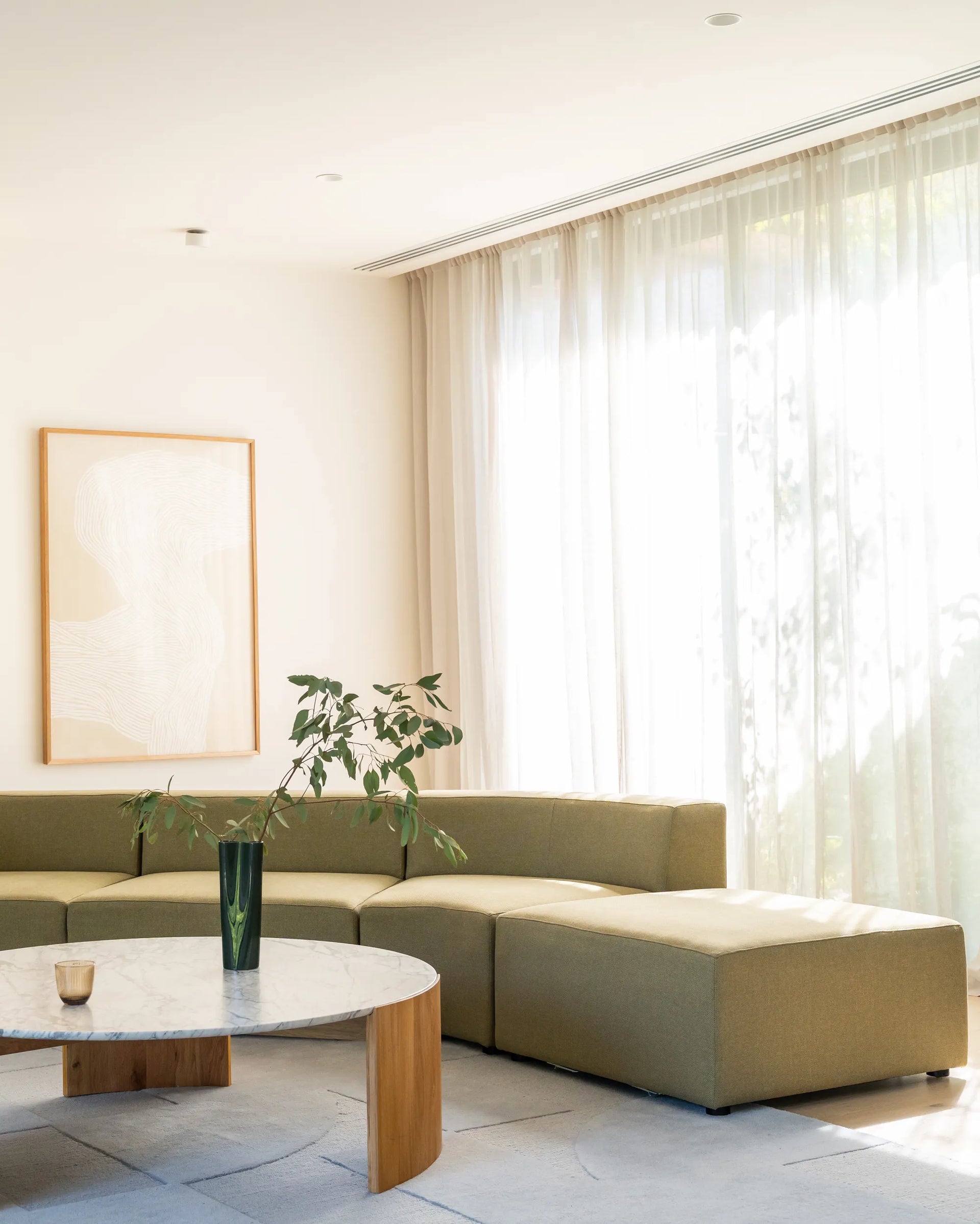 Stretch Open Angled Sofa - Fossil Eucalyptus