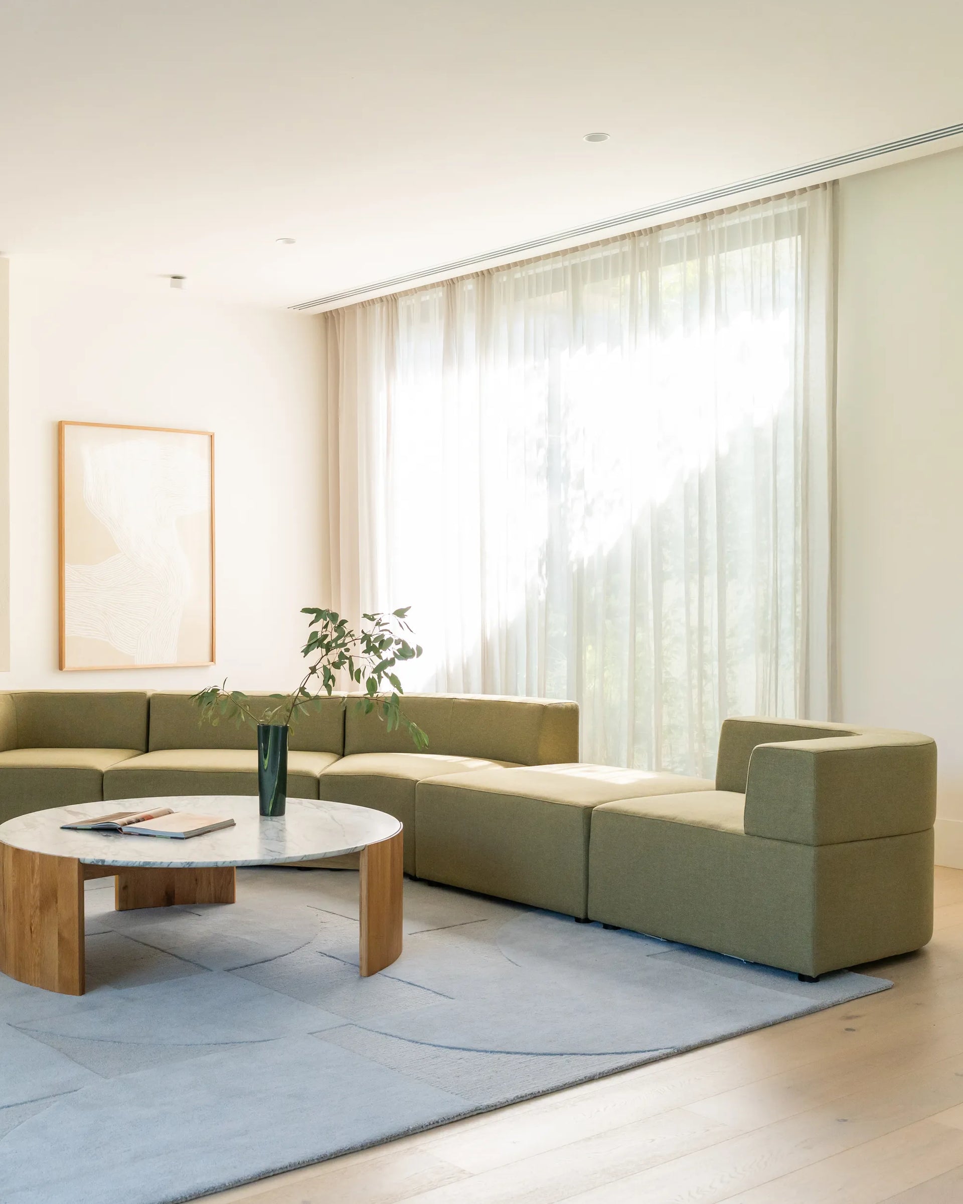 Stretch Large Angled Gap Sofa - Fossil Eucalyptus