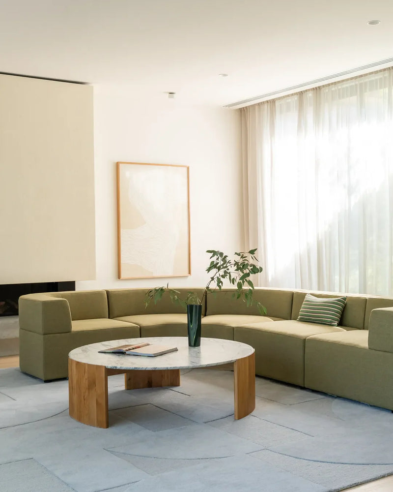 Stretch Angled Corner Sofa - Fossil Eucalyptus