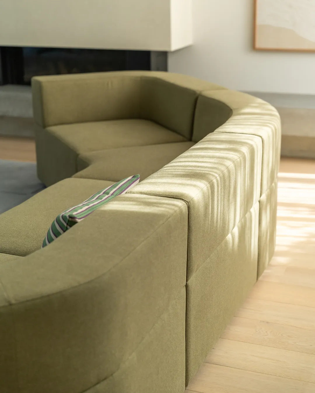 Stretch Open Angled Sofa - Fossil Eucalyptus