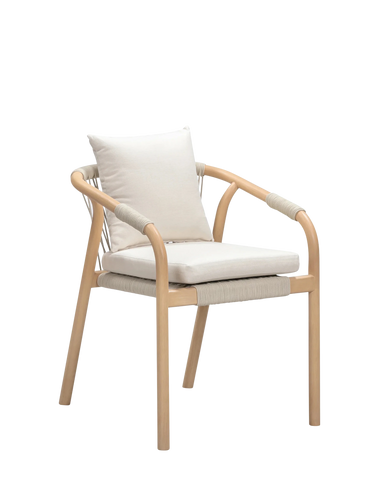 Buy Burnett Outdoor Dining Chair Eucalyptus Beige by RJ Living
