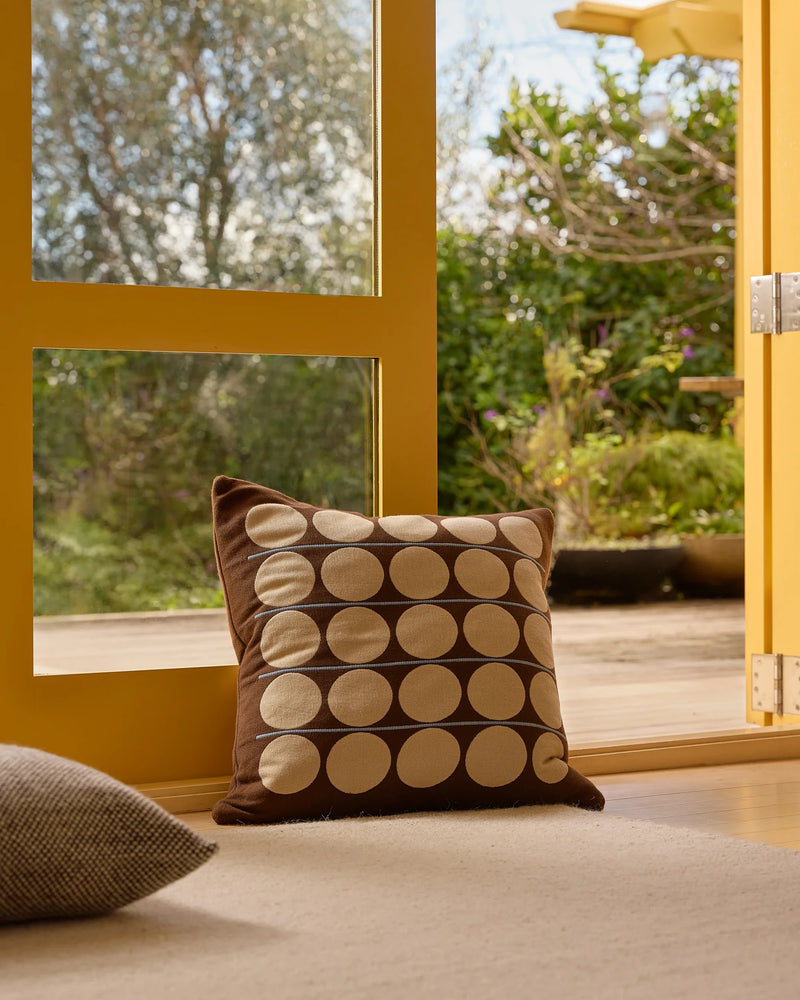 Abacus Cushion - Chocolate/Wheat