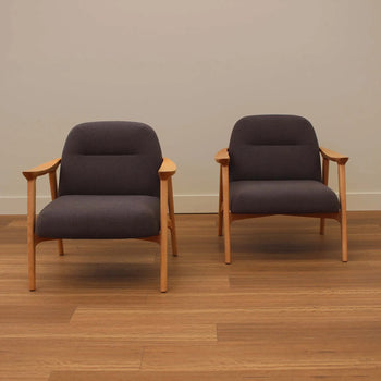 The Trove | Set Of Two Puffy Timber Armchair - Sunday Charcoal