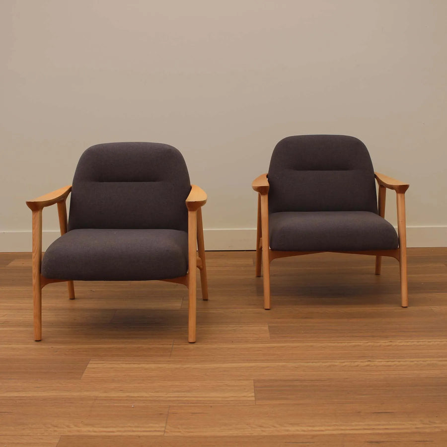 The Trove | Set Of Two Puffy Timber Armchair - Sunday Charcoal